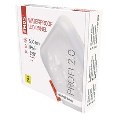 LED panel 75×75, čtvercový zapuštěný bílý, 6W neutrální, IP65