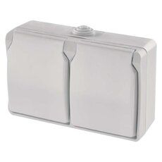 Dvojitá zásuvka, bílá, IP44