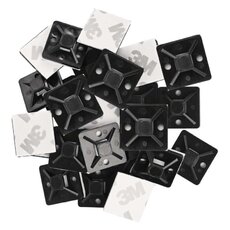 Samolepiaca príchytka sťahovacej pásky 20×20 mm, čierna, 25 ks