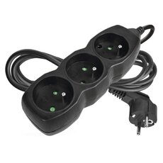 Predlžovací kábel 2 m / 3 zásuvky / čierny / PVC / 1 mm2