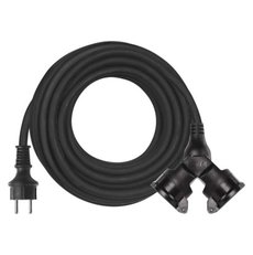 Venkovní prodlužovací kabel 10 m / 2 zásuvky / černý / pryž / 250 V / 1,5 mm2