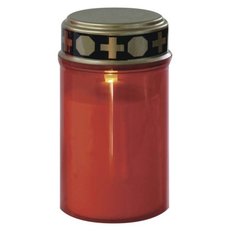 LED náhrobní svíčka červená, 2x C, venkovní a vnitřní, teplá bílá, senzor