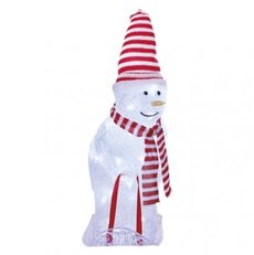 LED Vánoce. Sněhulák s čepicí a šálou, 46 cm, vnitřní i venkovní, studená bílá, časovač
