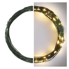 Vánoční nano řetěz LED zelený, 7,5 m, vnitřní i venkovní, teplá bílá, časovač
