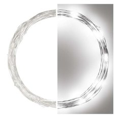 LED vánoční nano řetěz stříbrný, 4 m, vnitřní i venkovní, studená bílá, časovač