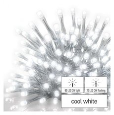 Standardní kloub LED. Blikací řetěz - cencely, 2,5 m, venkovní, studená bílá