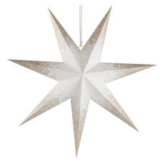 Papírová hvězda LED se zlatými třpytkami na okrajích, bílá, 60 cm, interiér