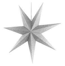 Papírová LED hvězda se stříbrnými třpytkami uprostřed, bílá, 60 cm, vnitřní prostor