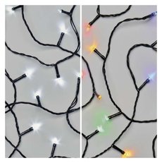 Vánoční řetěz LED 2v1, 10 m, vnitřní i venkovní, studená bílá/více barev, programy