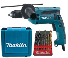 Příklepová vrtačka s kufrem,rychlosklíčidlo 1,5-13mm, 680W MAKITA HP1641K1X