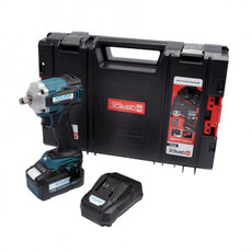 Aku rázový uťahovák na hlavice bezuhlíkový 1/2" 18V 400Nm + batéria 5.0Ah + nabíjačka 3.5A + box