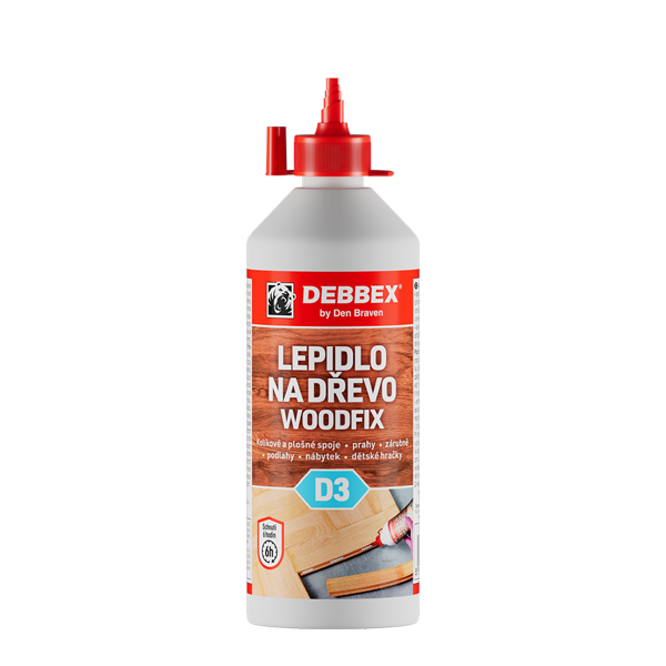 Den Braven - Lepidlo na dřevo WOODFIX D3, 500 g, bílé, po vytvrzení průhledné
